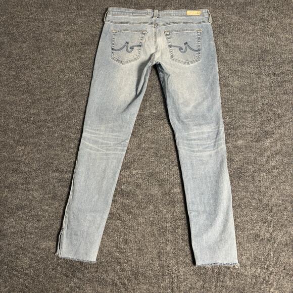 AG Adriano Goldschmied Jeans Womens 30 R Blue Legging Ankle Super Skinny Raw Hem - Picture 3 of 16